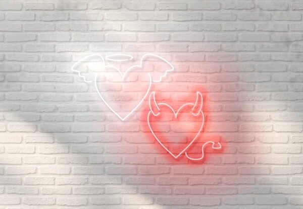 LED neono iškaba "ANGELAS IR VELNIAS"
