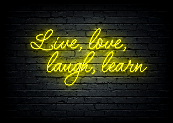 Led neoninė iškaba "Live, love, laugh, learn"