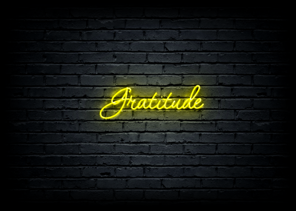 Led neono iškaba "Gratitude"