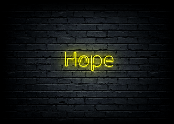 Led neono iškaba "Hope"