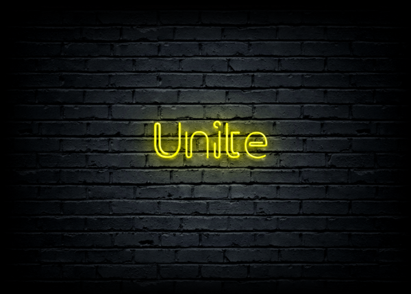 Led neono iškaba "Unite"