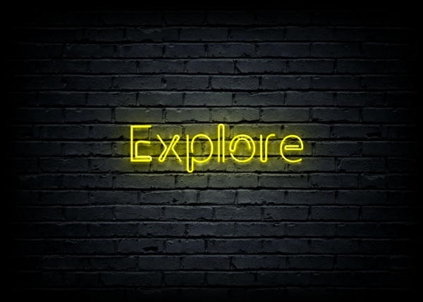 Led neono iškaba "Explore"