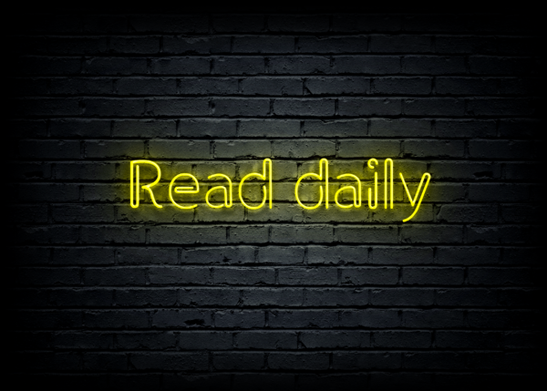 Led neono iškaba "Read daily"