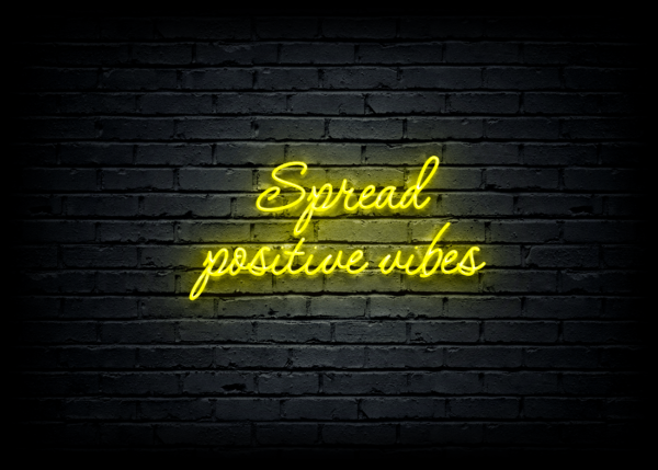 Led neono iškaba "Spread positive vibes"