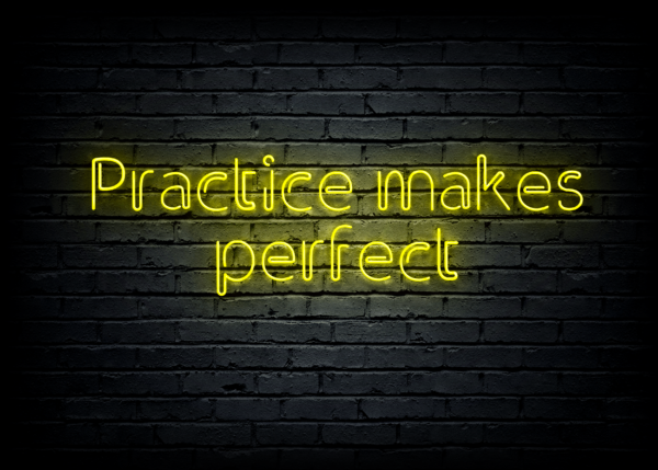 Led neoninė iškaba "Practices makes perfect"