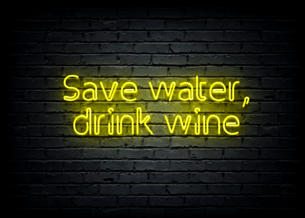 Led neono iškaba "Save water, drink wine"
