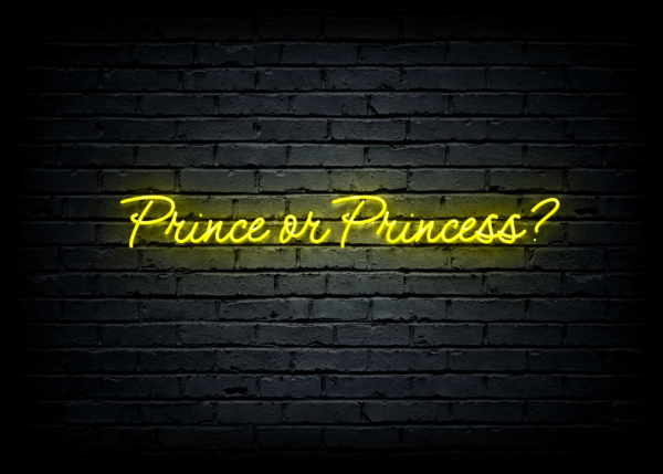 Led neono iškaba "Prince or Princess?"