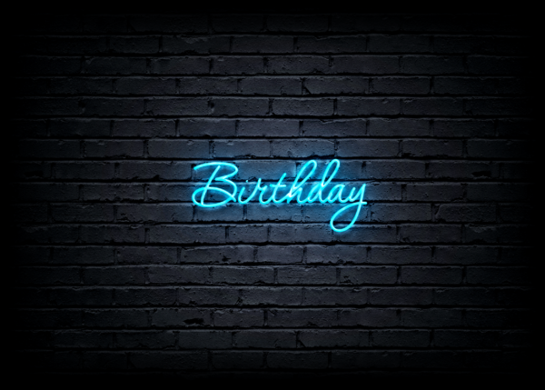 Led neono iškaba "Birthday"
