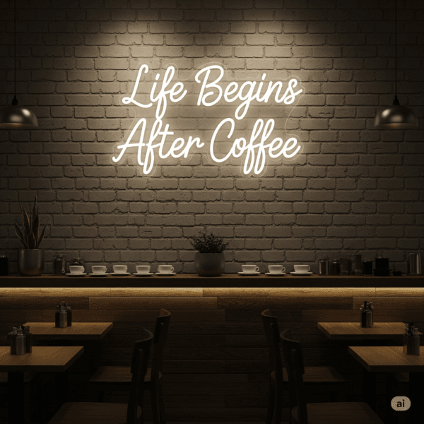 Led neono užrašas "Life Begins After Coffee"