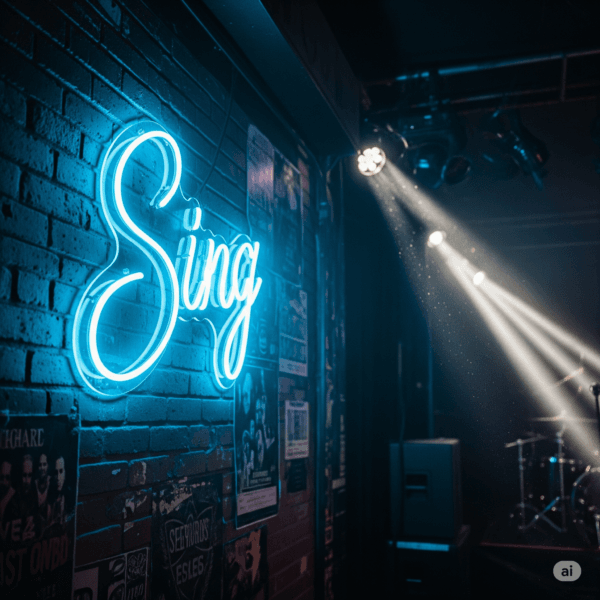 Led neono užrašas "Sing"
