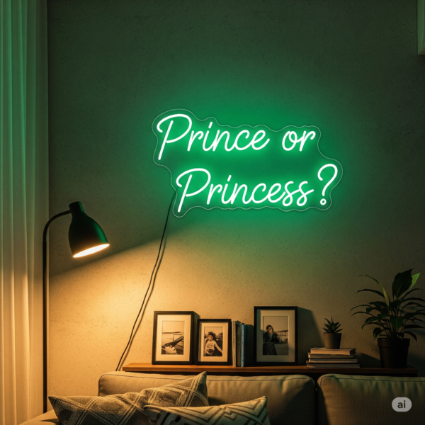 Led neono užrašas "Prince or Princess?"
