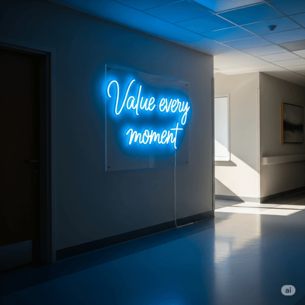 Led neono iškaba "Value every moment"