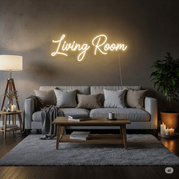 Led neoninis tekstas "Living Room"