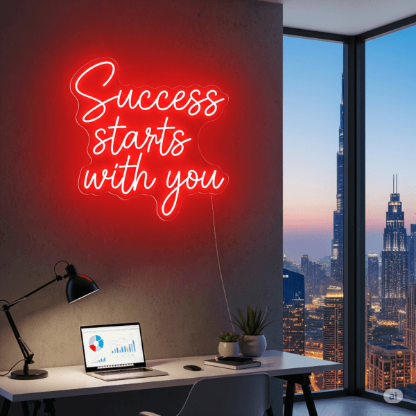 Led neono iškaba "Success starts with you"