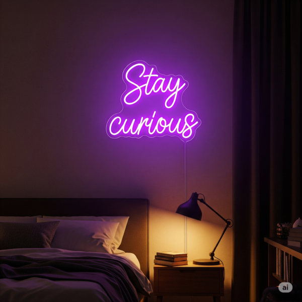 Led neono iškaba "Stay curious"