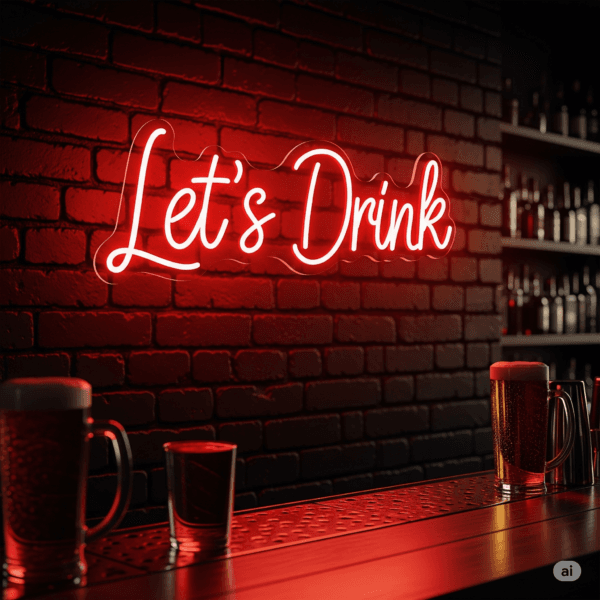Led neoninis tekstas “Let’s Drink”