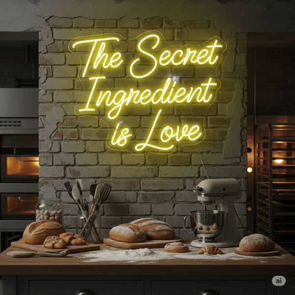 Led neono iškaba "The Secret Ingredient is Love"