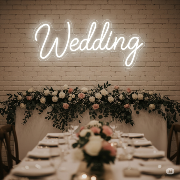 Led neoninis užrašas "Wedding"