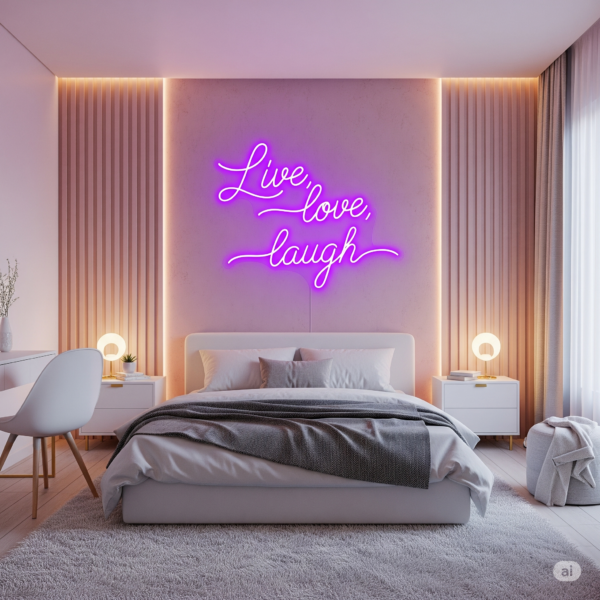 Led neoninė iškaba "Live, love, laugh"