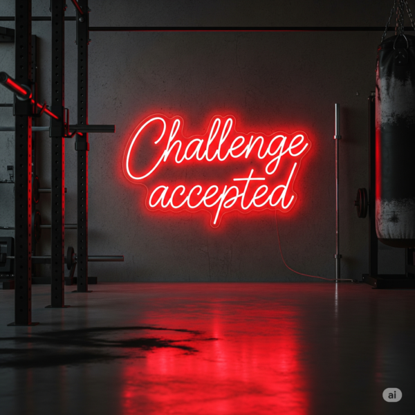 Led neono aksesuaras "Challenge accepted"