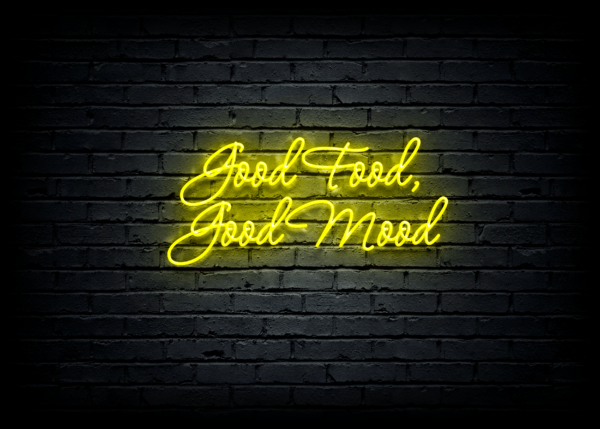 Led neono iškaba "Good Food, Good Mood"