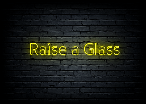Led neono iškaba "Raise a Glass"