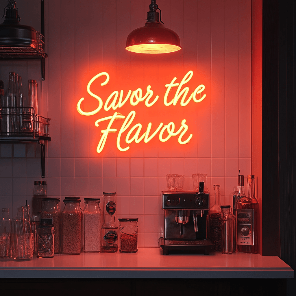 Led neoninė iškaba "Savor the Flavor"