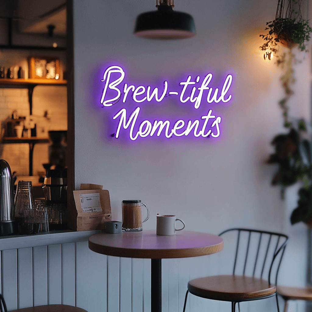 Led neono užrašas "Brew-tiful Moments"