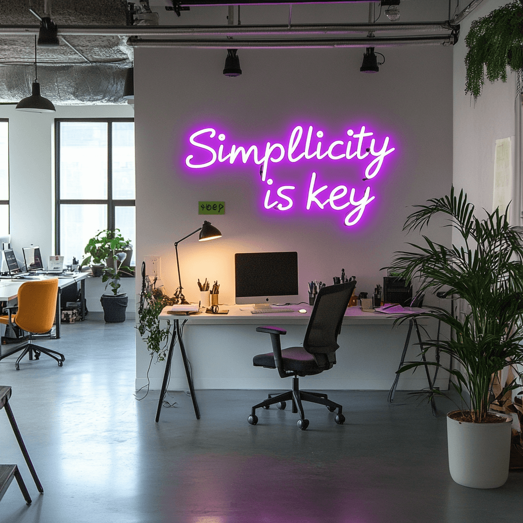 Led neoninė iškaba "Simplicity is key"