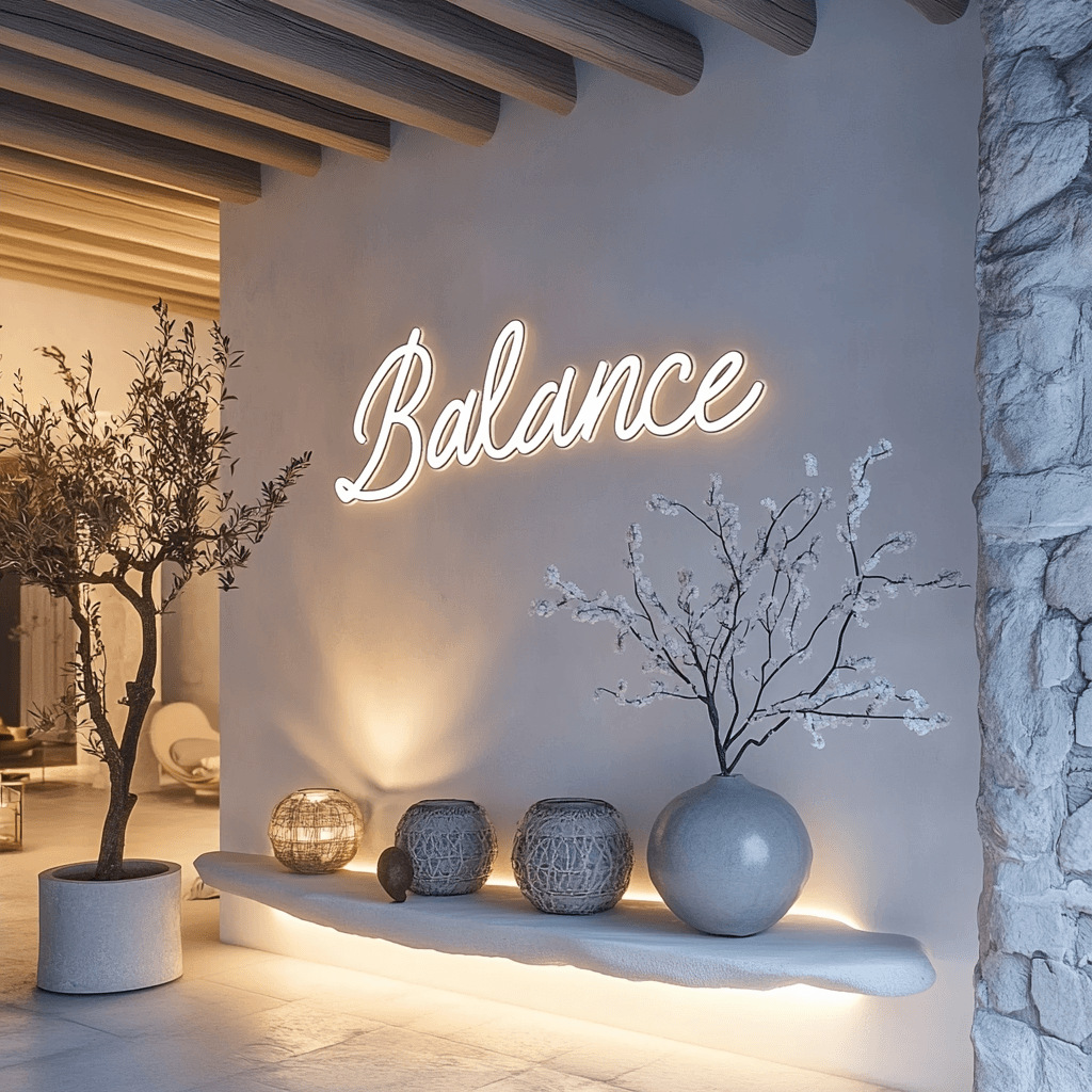 Led neono tekstas "Balance"