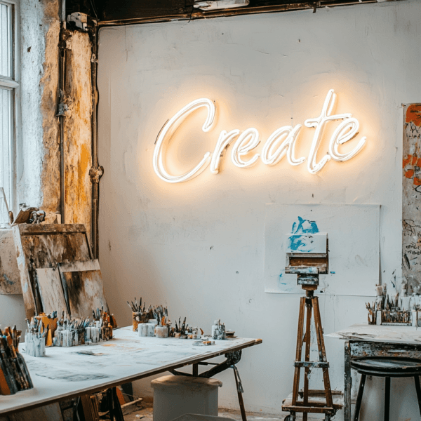 Led neono iškaba "Create"
