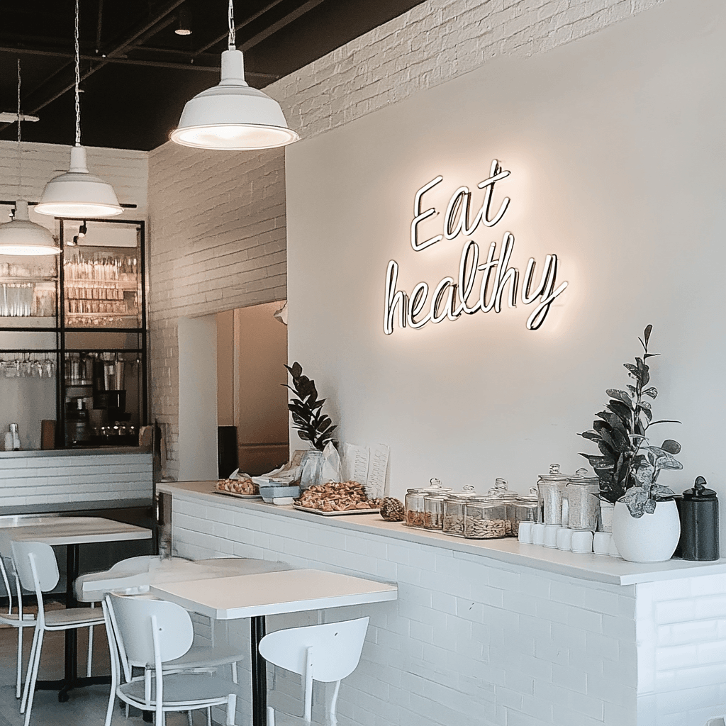 Led neono dekoracija "Eat healthy"