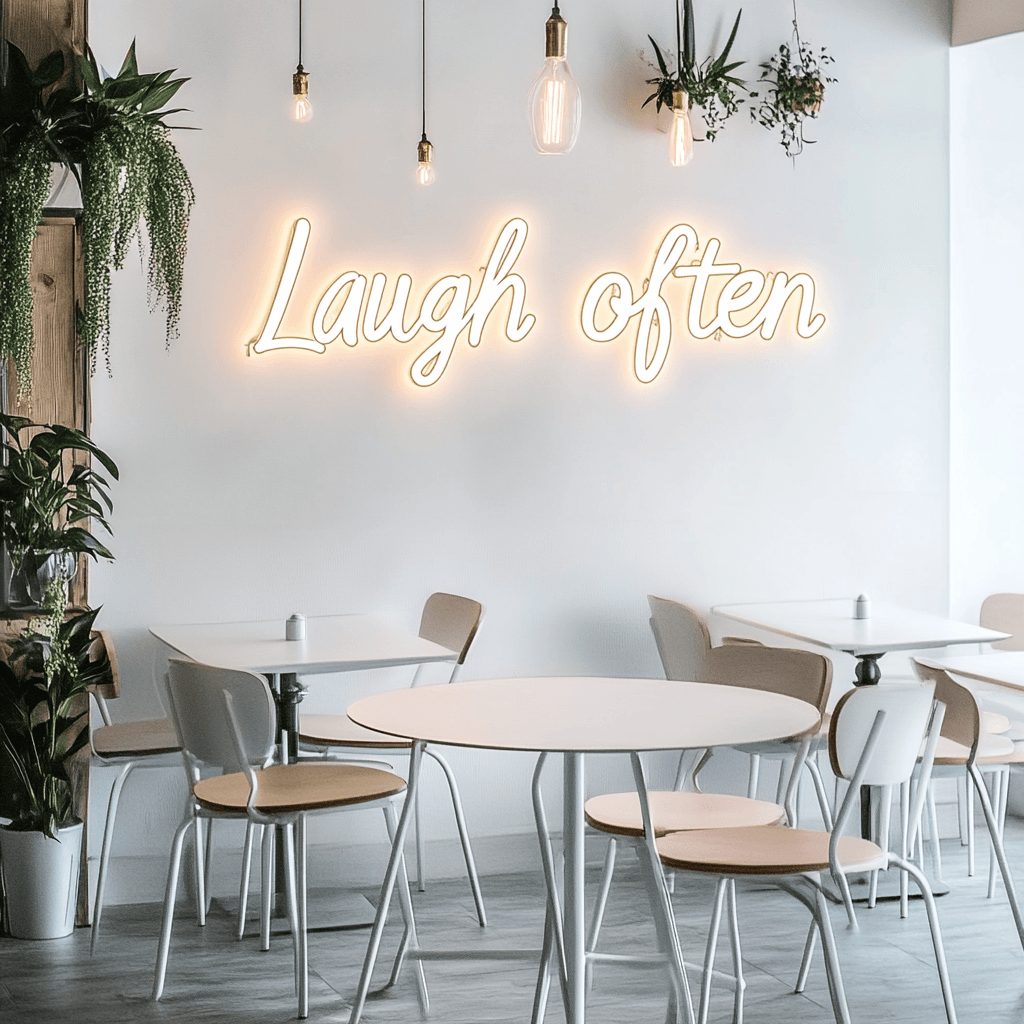 Led neoninė iškaba "Laugh often"