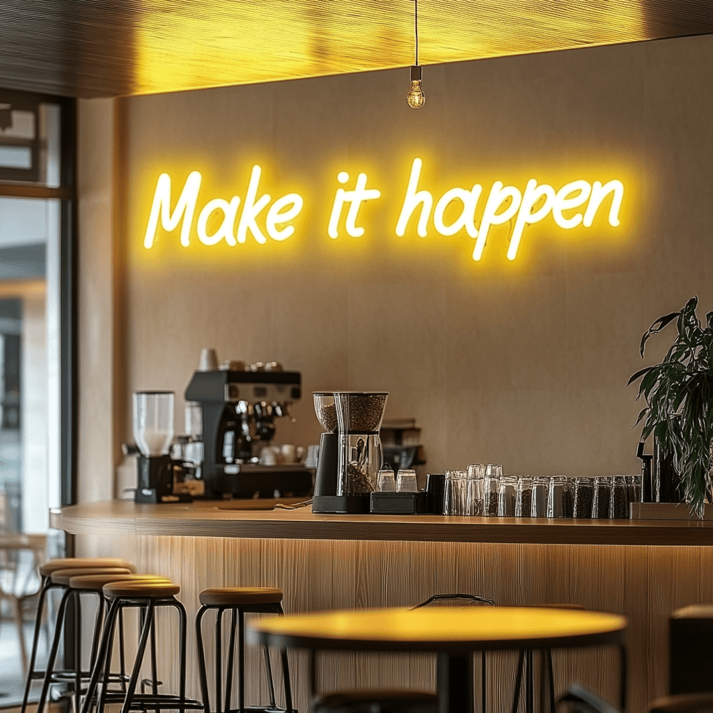 Led neoninė iškaba "Make it happen"