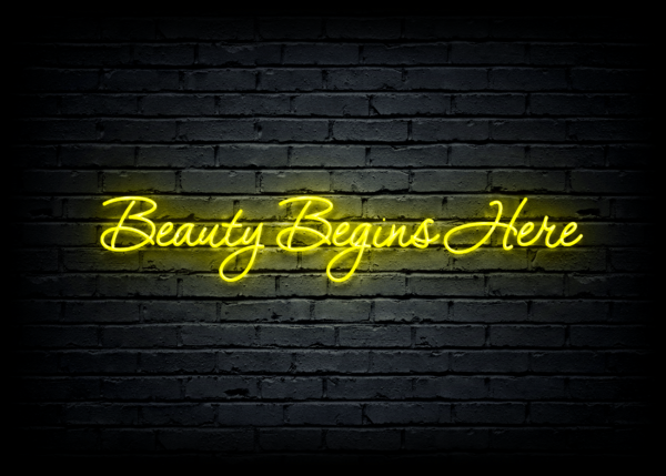 Led neono iškaba "Beauty Begins Here"