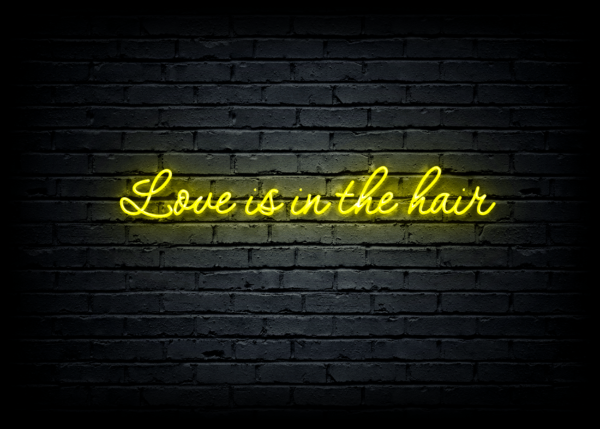 Led neono iškaba "Love is in the hair"