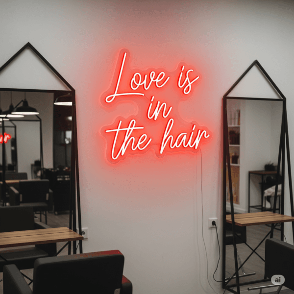Led neoninė iškaba "Love is in the hair"