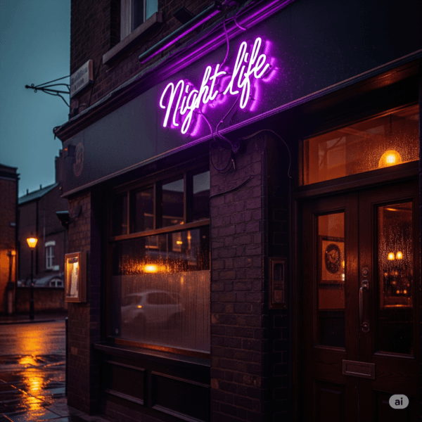 Led neono tekstas "Night Life"