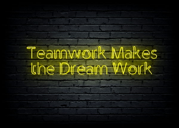Led neoninė iškaba "Teamwork Makes the Dream Work"