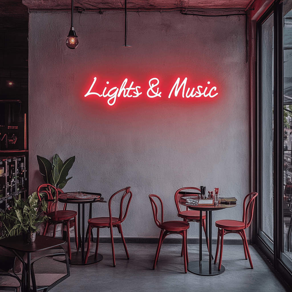 Led neoninė iškaba "Lights & Music"