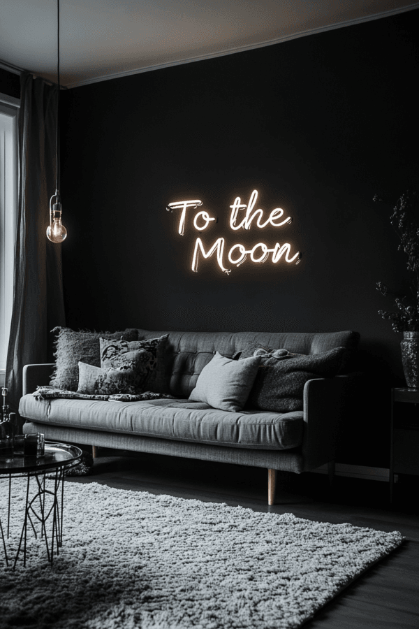 Led neoninis užrašas "To the Moon"
